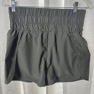 New In Woman's Olive Green Running Shorts with Bikini Lining Sz Large NWOT